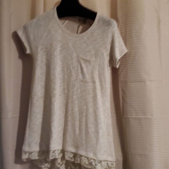 Chenault Oatmeal Lace trim tunic M New - Picture 1 of 6